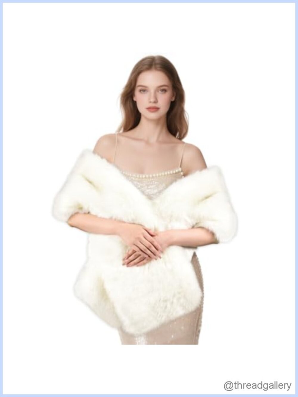 Women's Faux Fur Shawl Winter Warm Scarf Wrap Bridal Wedding